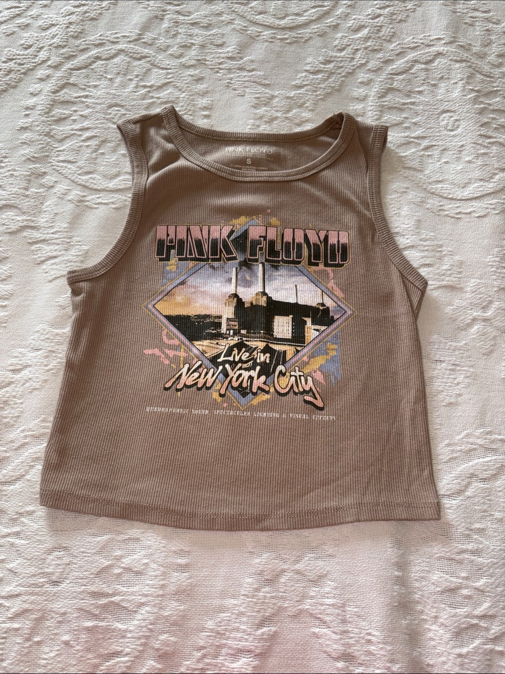 Pink Floyd Tan Ribbed Kids Tank with Retro Band Graphic EUC S